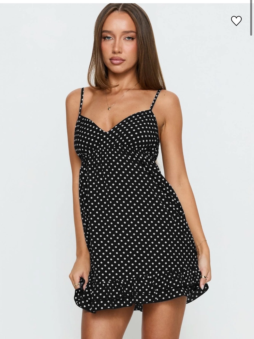 Princess Polly Casee Frill Mini V Neck Polka Dot Dress